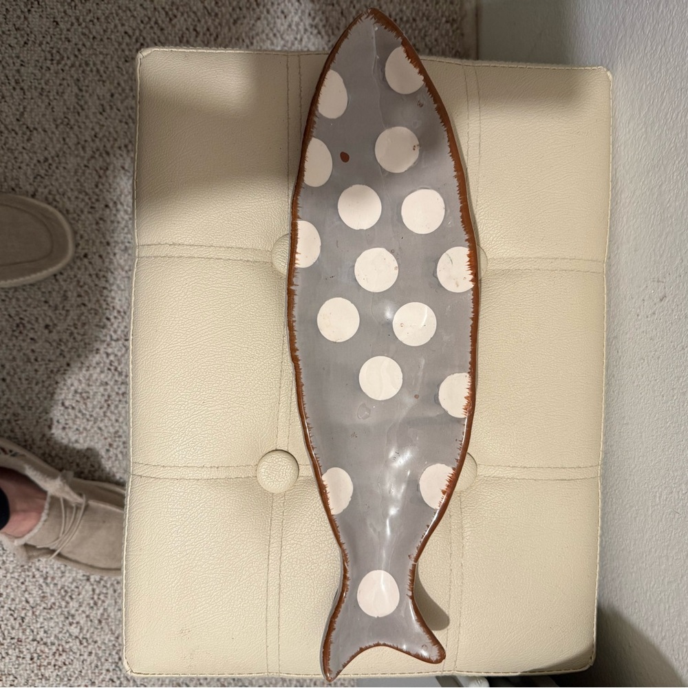 Gray and White Polka Dot Fish Decor